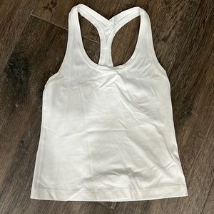 LULULEMON~COOL RACERBACK SHORT TANK TOP-NULU, WHITE SIZE 4